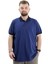 Büyük Beden Erkek T-Shirt Polo Yaka Klasik U24328 Indigo 1