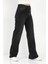 Kadın Palazzo Jean Siyah Likralı Düğmeli Yüksek Bel Pamuklu Kot Pantolon - 607-2472 2