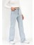 Kadın Straight Fit Jean Buz Mavi Likralı Yüksek Bel Pamuklu - 616-2269 3