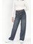 Kadın Straight Fit Jean Mavi Tint Yıkama Kemer Detaylı Yüksek Bel %100 Pamuk - 672-2467 5