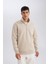 3 İplik Pamuklu Şardonlu İçi Polarlı Comfort Regular Fit Rahat Kalıp Dik Yaka Fermuarlı Kalın Sweatshirt D9067AXNS 3