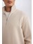 3 İplik Pamuklu Şardonlu İçi Polarlı Comfort Regular Fit Rahat Kalıp Dik Yaka Fermuarlı Kalın Sweatshirt D9067AXNS 4