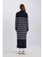 Regular Fit Polo Yaka Çizgili Maxi Triko Elbise A9801AX24WN 5