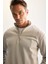 Gri 3 İplik Pamuklu Şardonlu İçi Polarlı Comfort Regular Fit Rahat Kalıp Dik Yaka Fermuarlı Kalın Sweatshirt D9067AXNS 4