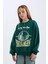 Kız Çocuk Oversize Geniş Kalıp Bisiklet Yaka Üniversite Baskılı Sweatshirt D7045A824WN 4