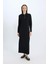 Regular Fit Gömlek Yaka Basic Düz Uzun Kollu Pike Maxi Elbise E1417AX24WN 2