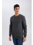 3 İplik Pamuklu Şardonlu İçi Polarlı Regular Fit Bisiklet Yaka Kalın Sweatshirt D7876AXNS 5