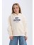 Kız Çocuk Oversize Geniş Kalıp Kapüşonlu Baskılı İçi Yumuşak Tüylü Sweatshirt D4296A824WN 4