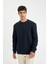 Lacivert 3 İplik Pamuklu Şardonlu İçi Polarlı Regular Fit Bisiklet Yaka Kalın Sweatshirt D7876AXNS 5