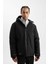Fit Termometreli Mont Parka Su İtici Rüzgar Geçirmez Slim Fit Dar Kesim Kapüşonlu Fermuarlı C6056AX24WN 4