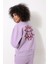 Lila Sırtı Medusa Nakış Işlemeli Bisiklet Yaka Oversize Kadın Sweatshirt - 2446 1