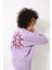 Lila Sırtı Medusa Nakış Işlemeli Bisiklet Yaka Oversize Kadın Sweatshirt - 2446 3