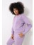 Lila Sırtı Medusa Nakış Işlemeli Bisiklet Yaka Oversize Kadın Sweatshirt - 2446 4