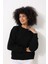 Siyah Sırtı Medusa Nakış Işlemeli Bisiklet Yaka Oversize Kadın Sweatshirt - 2446 2