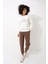 Ekru Önü Lotus Çiçeği Nakış Işlemeli Bisiklet Yaka Oversize Kadın Sweatshirt - 2447 2