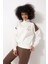 Kahverengi Kadın Yarım Balıkçı Yaka Fermuarlı Blok Parçalı Nakış Detaylı Oversize Sweatshirt - 2451 1