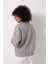 Gri Kadın Polo Yaka Göğsü Pamuk Dalı Nakış Işlemeli Oversize Sweatshirt - 2452 5