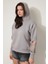 Gri Kolları Başak Nakışlı Kapüşonlu Sweatshirt - 2428 3