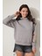 Gri Kolları Başak Nakışlı Kapüşonlu Sweatshirt - 2428 4