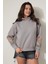 Gri Kolları Başak Nakışlı Kapüşonlu Sweatshirt - 2428 5