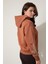 Kiremit Rengi Kolları Başak Nakışlı Kapüşonlu Sweatshirt - 2428 4