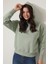 Yeşil Sırtı ve Kapüşonu Gül Dalı Nakışlı Kapüşonlu Sweatshirt - 2430 5