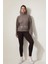 Kahve Önü Kanaviçe Nakışlı Kanguru Cepli Kapüşonlu Selanik Sweatshirt - 2431 2