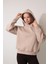 Bej Sırtı Etnik Nakış Işlemeli Bisiklet Yaka Sweatshirt - 2435 1