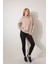Bej Sırtı Etnik Nakış Işlemeli Bisiklet Yaka Sweatshirt - 2435 2