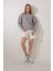 Gri Sırtı Leylek Nakış Işlemeli Bisiklet Yaka Sweatshirt - 2436 2