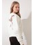 Ekru Sırtı Leylek Nakış Işlemeli Bisiklet Yaka Sweatshirt - 2436 1