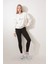 Ekru Sırtı Leylek Nakış Işlemeli Bisiklet Yaka Sweatshirt - 2436 4