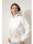 Ekru Önü ve Kapüşonu Dal Nakışlı Kapüşonlu Sweatshirt - 2429 4