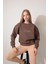 Kahverengi Sırtı Leylek Nakış Işlemeli Bisiklet Yaka Sweatshirt - 2436 2