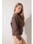 Kahverengi Sırtı Leylek Nakış Işlemeli Bisiklet Yaka Sweatshirt - 2436 3