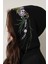 Siyah Sırtı ve Kapüşonu Gül Dalı Nakışlı Kapüşonlu Sweatshirt - 2430 5