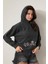 Antrasit Önü Kanaviçe Nakışlı Kanguru Cepli Kapüşonlu Selanik Sweatshirt - 2431 3