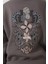 Antrasit Sırtı Etnik Çiçek Nakış Işlemeli Bisiklet Yaka Sweatshirt - 2438 2