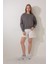 Antrasit Sırtı Etnik Çiçek Nakış Işlemeli Bisiklet Yaka Sweatshirt - 2438 3