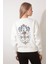 Ekru Sırtı Etnik Çiçek Nakış Işlemeli Bisiklet Yaka Sweatshirt - 2438 1