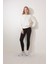 Ekru Sırtı Etnik Çiçek Nakış Işlemeli Bisiklet Yaka Sweatshirt - 2438 2