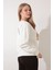 Ekru Sırtı Etnik Çiçek Nakış Işlemeli Bisiklet Yaka Sweatshirt - 2438 5