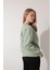 Yeşil Sırtı Etnik Çiçek Nakış Işlemeli Bisiklet Yaka Sweatshirt - 2438 1