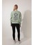 Yeşil Sırtı Etnik Çiçek Nakış Işlemeli Bisiklet Yaka Sweatshirt - 2438 2
