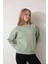 Yeşil Sırtı Etnik Çiçek Nakış Işlemeli Bisiklet Yaka Sweatshirt - 2438 3
