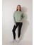 Yeşil Sırtı Etnik Çiçek Nakış Işlemeli Bisiklet Yaka Sweatshirt - 2438 4