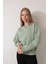 Yeşil Sırtı Etnik Çiçek Nakış Işlemeli Bisiklet Yaka Sweatshirt - 2438 5