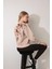 Bej Arkası Gül Nakışlı Bisiklet Yaka Sweatshirt - 2432 1