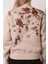 Bej Arkası Gül Nakışlı Bisiklet Yaka Sweatshirt - 2432 4