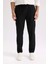 Basic Düz Beli Lastikli Bağcıklı Cepli Jogger Düz Paça Siyah Pantolon D8640AX24AU 4